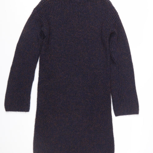Next Women's Brown Knit Jumper Dress Size 10 Long Sleeve High Neck