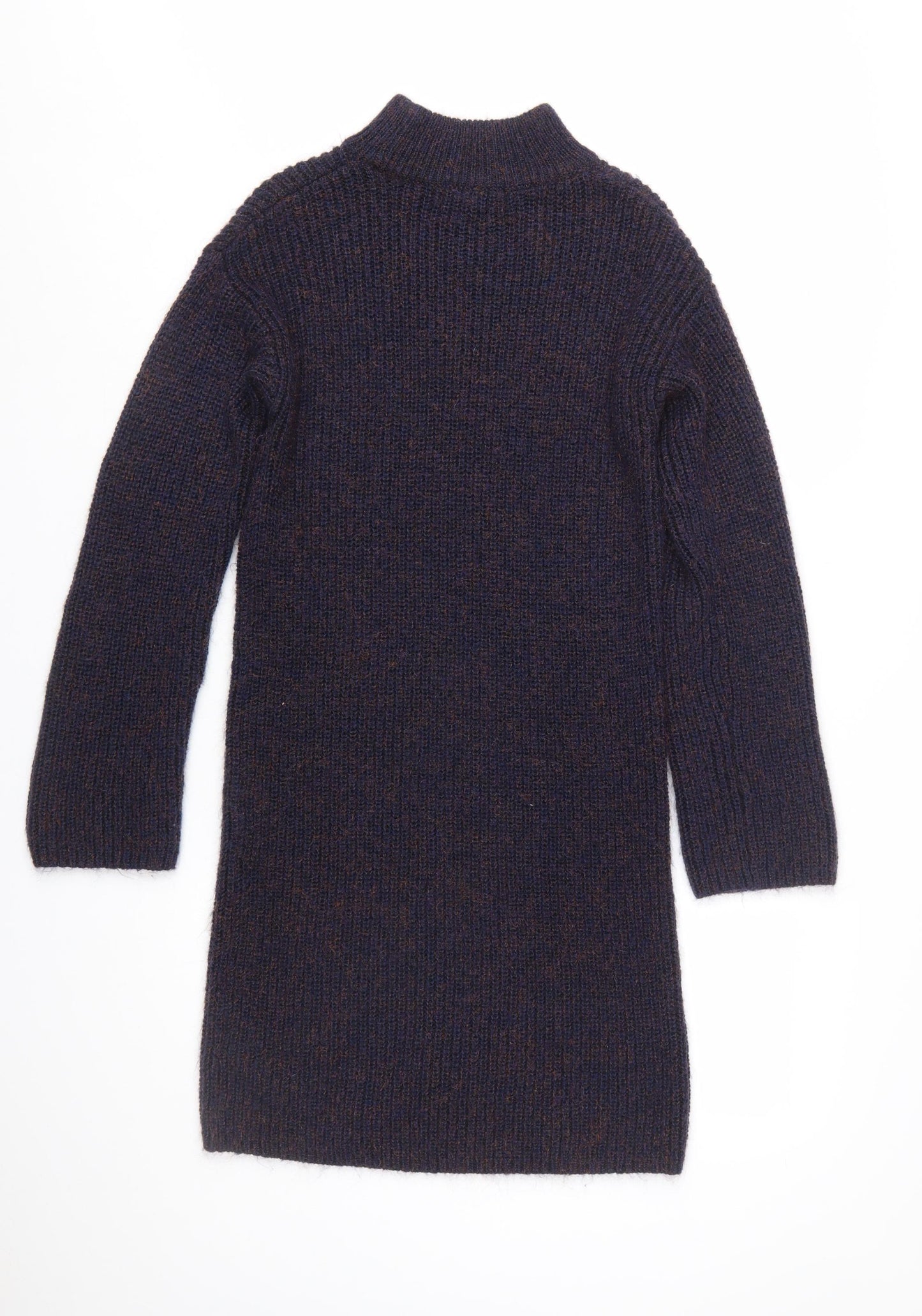 Next Women's Brown Knit Jumper Dress Size 10 Long Sleeve High Neck