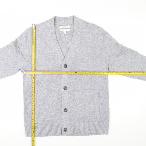 Marks and Spencer Men's Grey Lambswool Blend Cardigan Size S