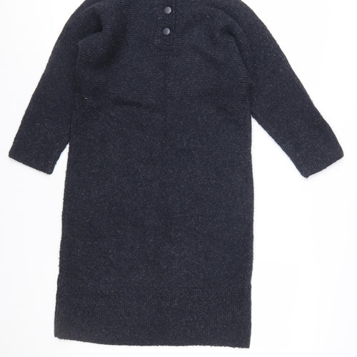 Monsoon Women’s Black Wool Blend Long Sleeve Jumper Dress Size S