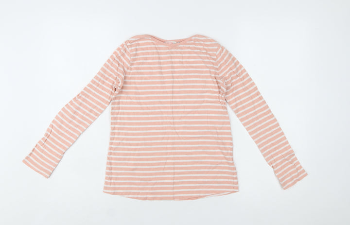 FatFace Girls Pink Striped Long Sleeve Cotton T-Shirt 10-11 Years