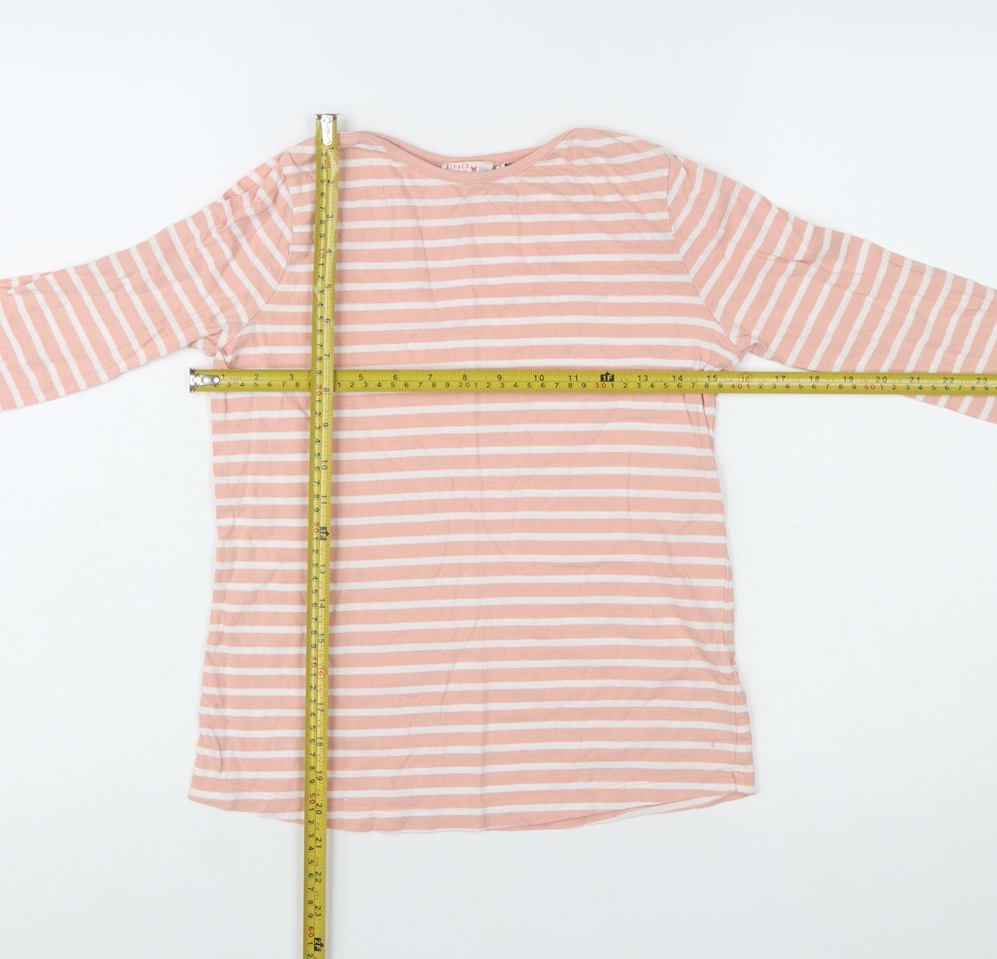 FatFace Girls Pink Striped Long Sleeve Cotton T-Shirt 10-11 Years