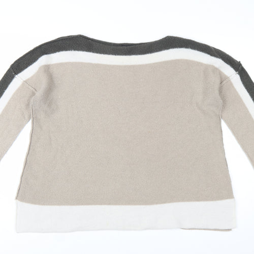 Roman Women Beige Crew Neck Long Sleeve Pullover Jumper Size 14