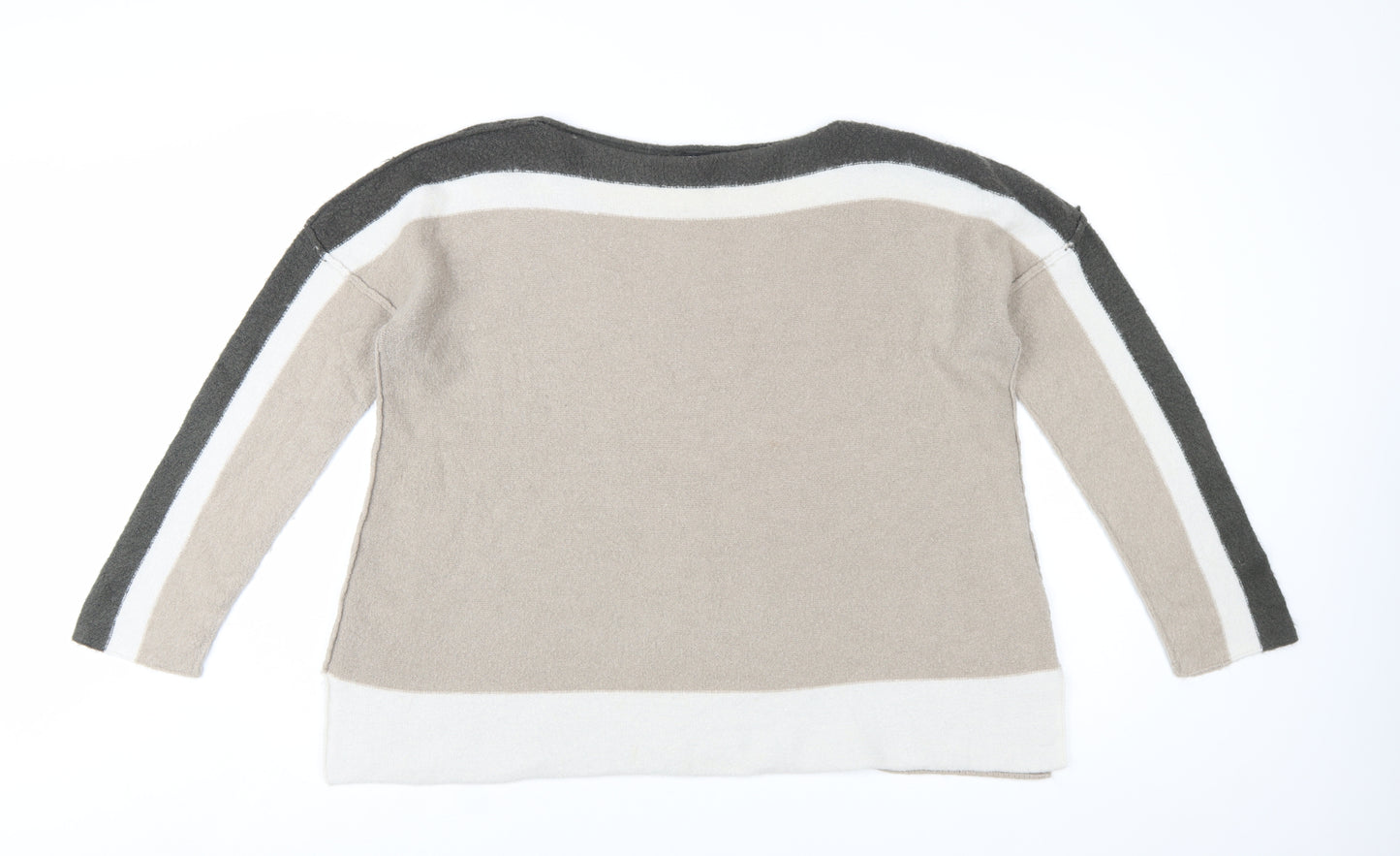 Roman Women Beige Crew Neck Long Sleeve Pullover Jumper Size 14