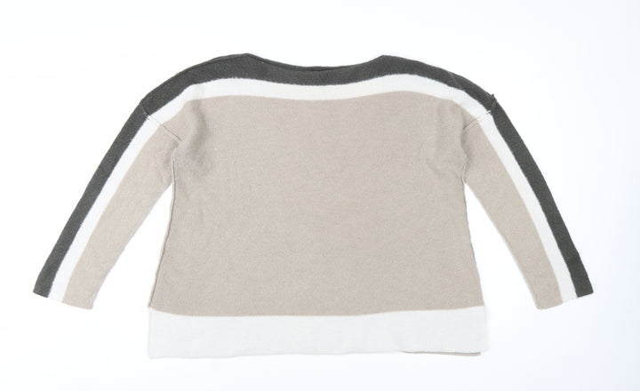 Roman Women Beige Crew Neck Long Sleeve Pullover Jumper Size 14