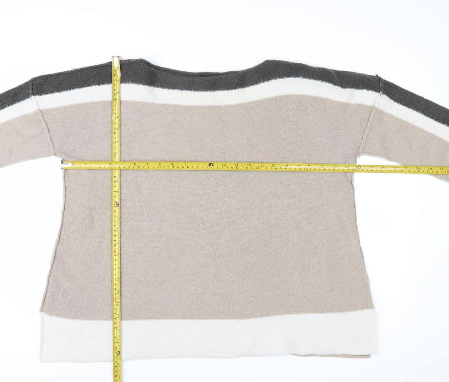 Roman Women Beige Crew Neck Long Sleeve Pullover Jumper Size 14