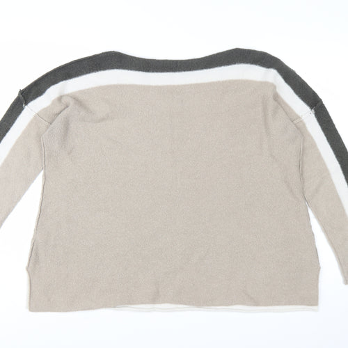 Roman Women Beige Crew Neck Long Sleeve Pullover Jumper Size 14