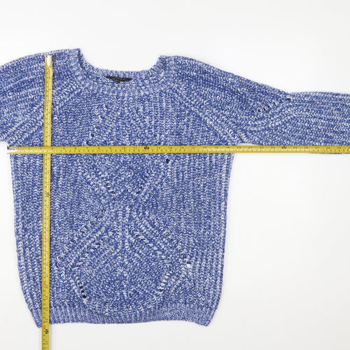 Amara Reya Women's Blue Chunky-Knit Acrylic Pullover Jumper Size 10