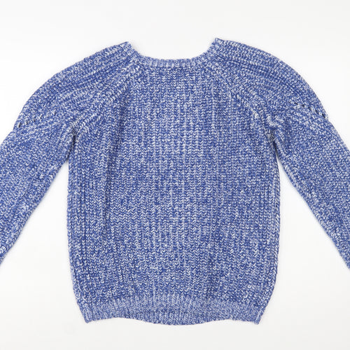 Amara Reya Women's Blue Chunky-Knit Acrylic Pullover Jumper Size 10