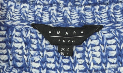 Amara Reya Women's Blue Chunky-Knit Acrylic Pullover Jumper Size 10