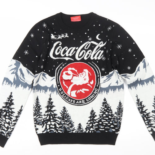 Coca-Cola Christmas Jumper Men's Black Small Pullover Crew Neck