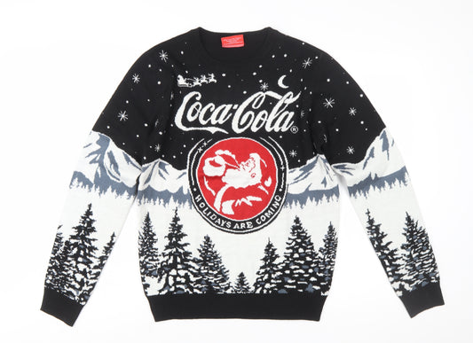 Coca-Cola Christmas Jumper Men's Black Small Pullover Crew Neck
