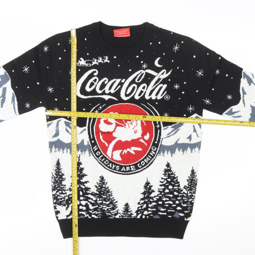 Coca-Cola Christmas Jumper Men's Black Small Pullover Crew Neck
