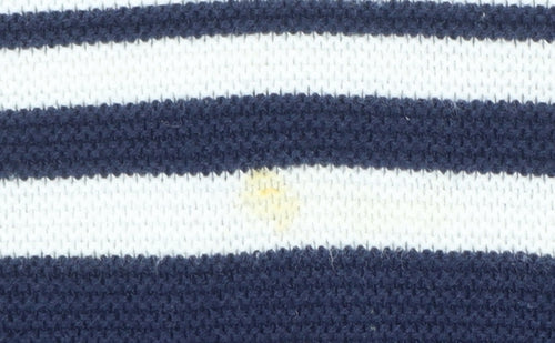 John Lewis Women Blue Striped Cotton Crew Neck Jumper Size 10