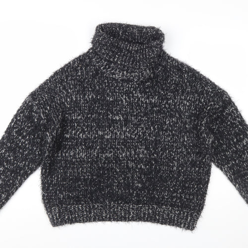 F&F Women's Black Roll Neck Chunky-Knit Jumper UK 10
