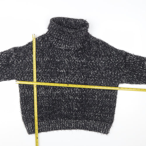 F&F Women's Black Roll Neck Chunky-Knit Jumper UK 10