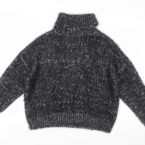 F&F Women's Black Roll Neck Chunky-Knit Jumper UK 10