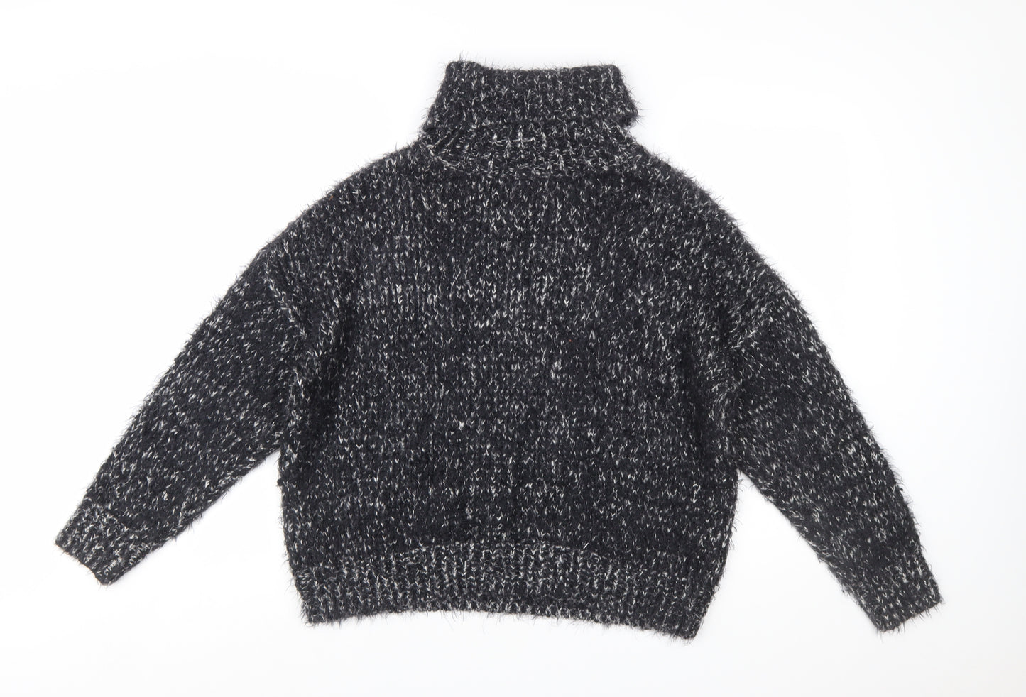 F&F Women's Black Roll Neck Chunky-Knit Jumper UK 10