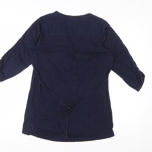 Marks and Spencer Per Una Women’s Blue Embroidered Cotton Tunic Blouse UK 14