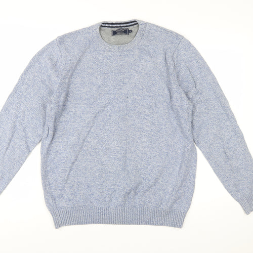Maine New England Men's Blue Cotton Crew Neck Jumper Size M