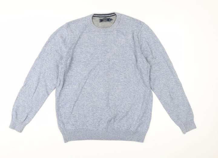 Maine New England Men's Blue Cotton Crew Neck Jumper Size M