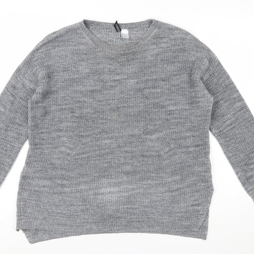 Divided Women’s Grey Crew Neck Knit Jumper Size 12 Long Sleeve Pullover