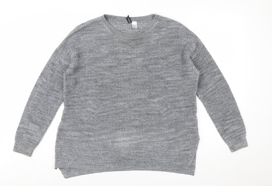 Divided Women’s Grey Crew Neck Knit Jumper Size 12 Long Sleeve Pullover