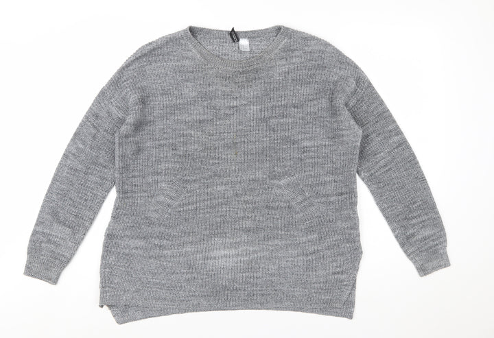 Divided Women’s Grey Crew Neck Knit Jumper Size 12 Long Sleeve Pullover
