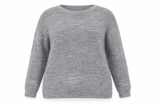 Front view of Divided Women’s Grey Crew Neck Knit Jumper, size UK 12, Long Sleeve Pullover