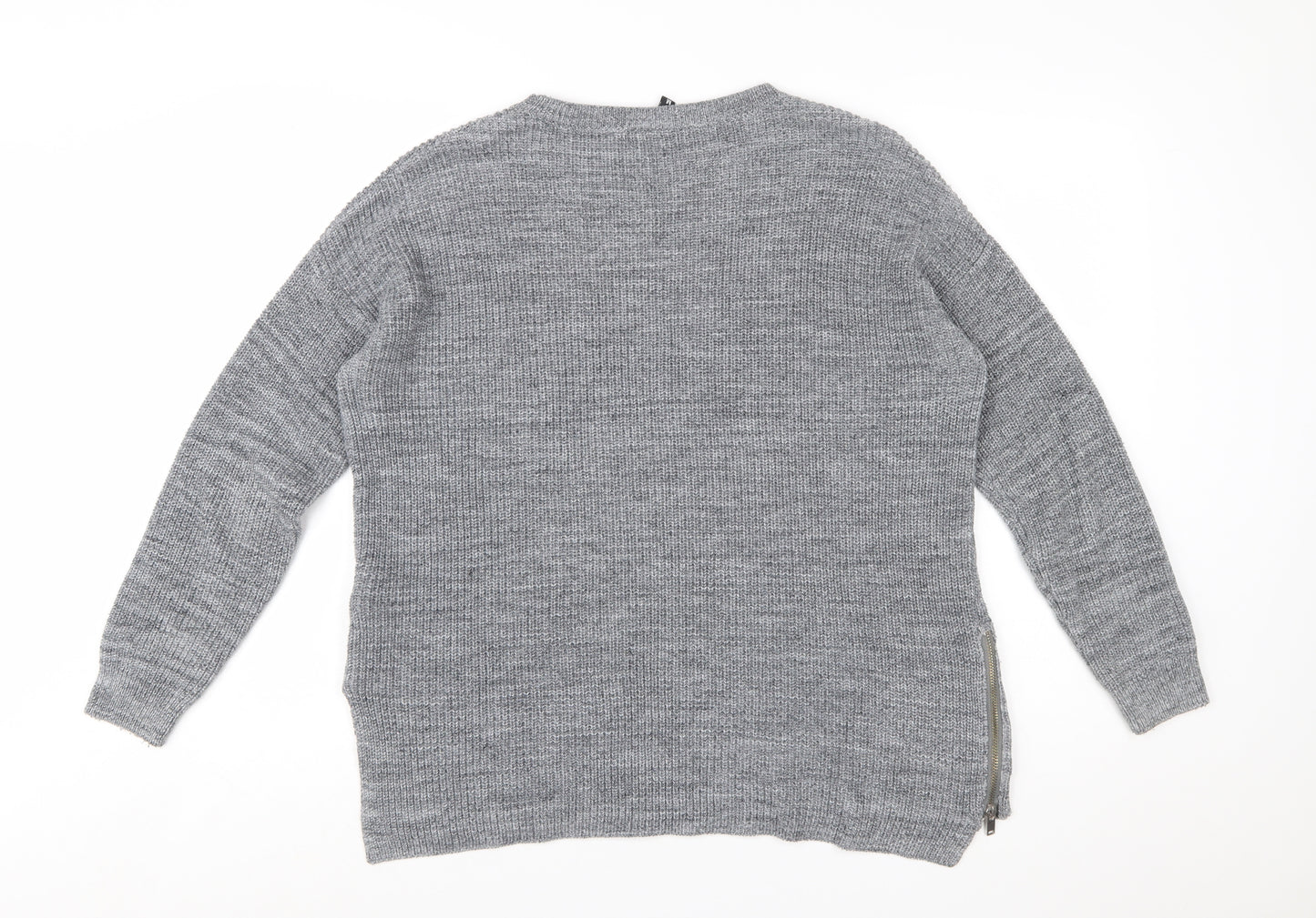 Divided Women’s Grey Crew Neck Knit Jumper Size 12 Long Sleeve Pullover