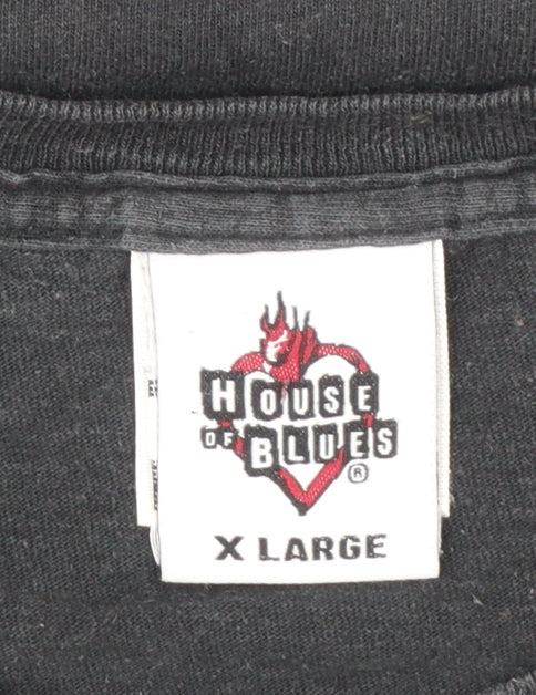 House of Blues Men's Black XL Graphic T-Shirt Funny Music Theme
