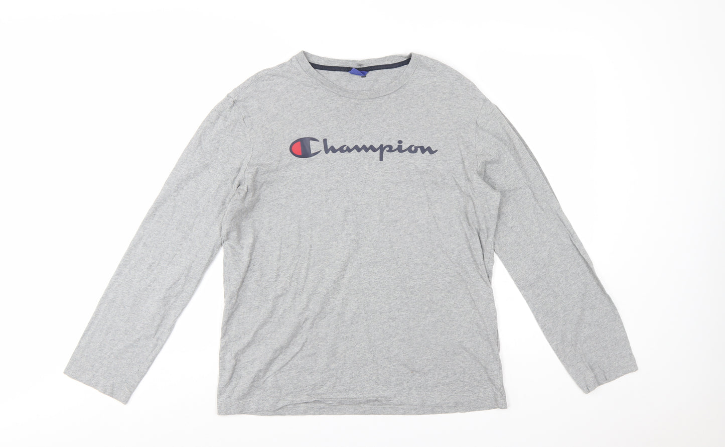 Champion Men's Grey Long Sleeve Crew Neck T-Shirt Size L