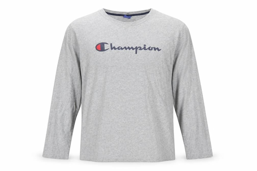 Champion Men's Grey Long Sleeve Crew Neck T-Shirt Size L