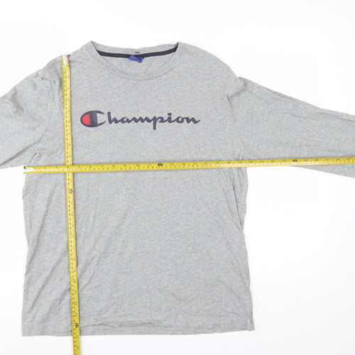 Champion Men's Grey Long Sleeve Crew Neck T-Shirt Size L