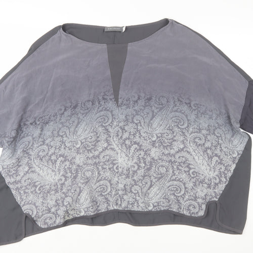 Mint Velvet Womens Grey Paisley Silk Blend Tunic Blouse Size 16