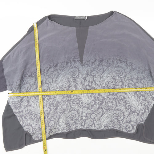 Mint Velvet Womens Grey Paisley Silk Blend Tunic Blouse Size 16