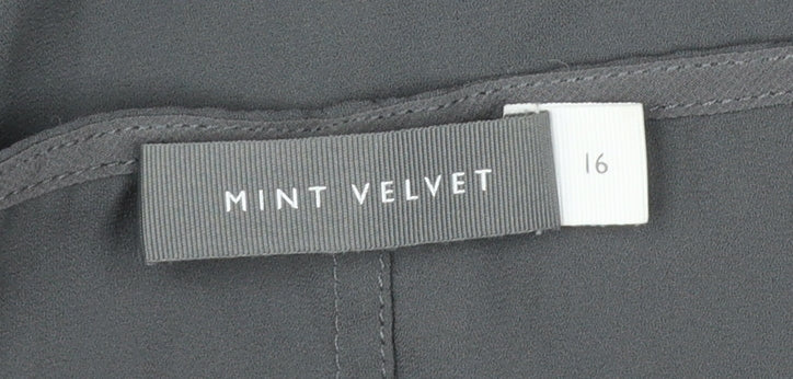 Mint Velvet Womens Grey Paisley Silk Blend Tunic Blouse Size 16