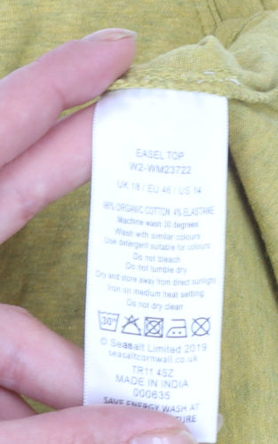Seasalt Cornwall Women's Yellow Long Sleeve Organic Cotton Top Size 18