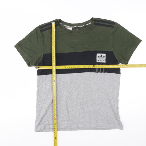 Adidas Boys Multicoloured 13-14 Years Colourblock Logo Cotton T-Shirt