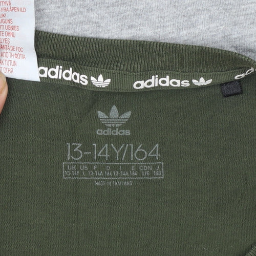 Adidas Boys Multicoloured 13-14 Years Colourblock Logo Cotton T-Shirt