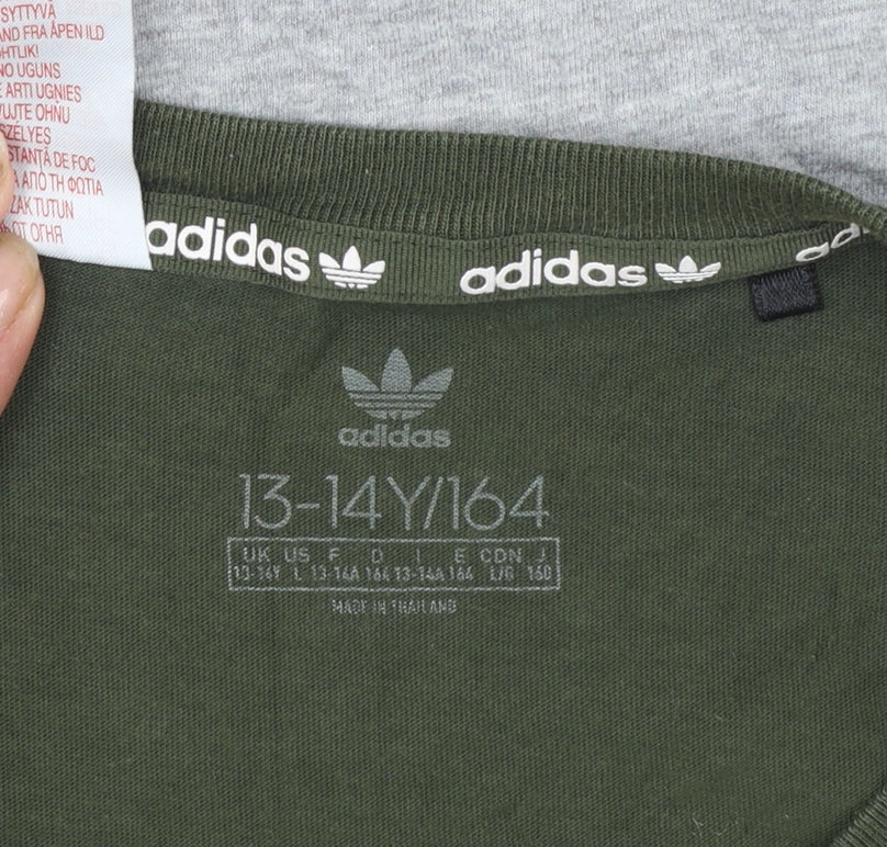 Adidas Boys Multicoloured 13-14 Years Colourblock Logo Cotton T-Shirt