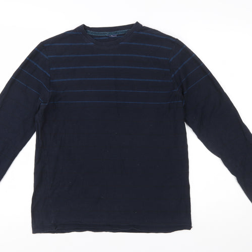 Designers at Debenhams Men's Blue Striped Long Sleeve Cotton T-Shirt M