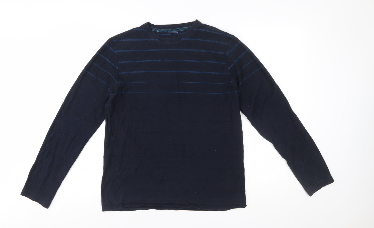 Designers at Debenhams Men's Blue Striped Long Sleeve Cotton T-Shirt M