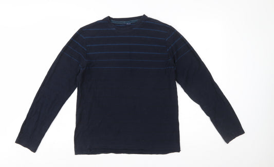 Designers at Debenhams Men's Blue Striped Long Sleeve Cotton T-Shirt M