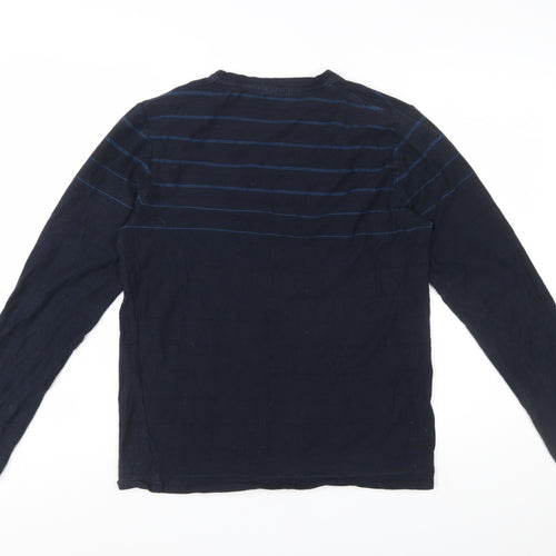 Designers at Debenhams Men's Blue Striped Long Sleeve Cotton T-Shirt M