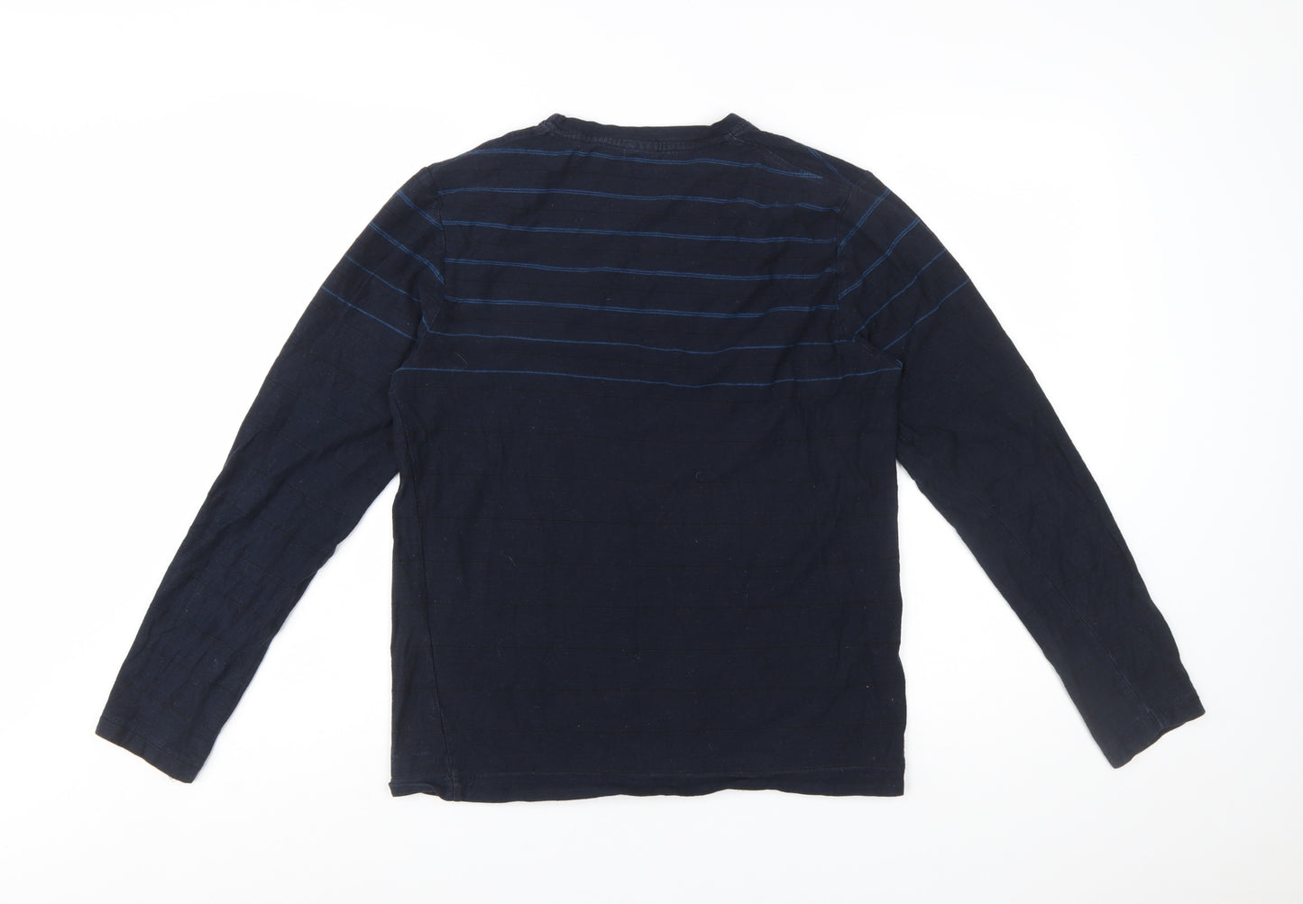 Designers at Debenhams Men's Blue Striped Long Sleeve Cotton T-Shirt M