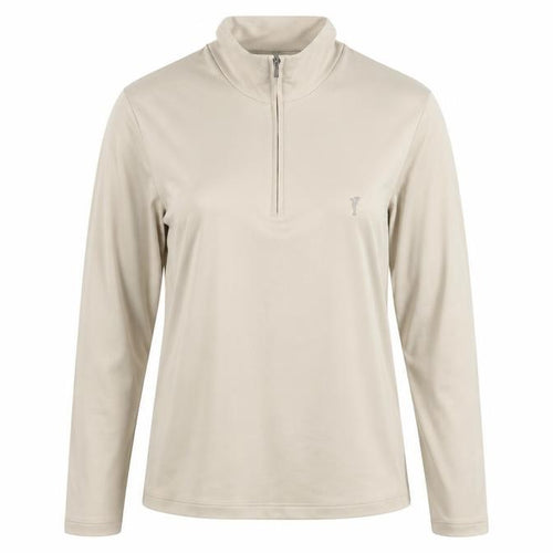 GOLFINO Beige Women's Size 16 Long Sleeve 1/4 Zip Golf Top