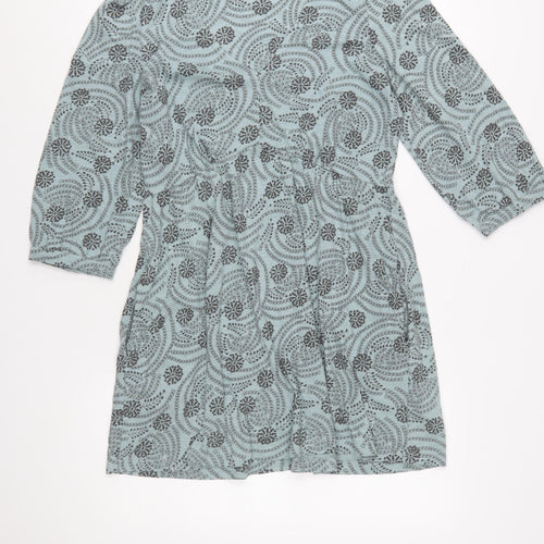 White Stuff Women Blue Floral A-Line Cotton Dress UK 10