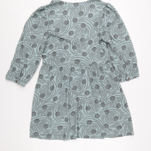 White Stuff Women Blue Floral A-Line Cotton Dress UK 10