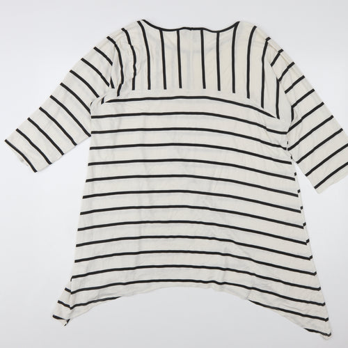 Saloos Women’s White Black Striped 3/4 Sleeve Tunic Top Size 20